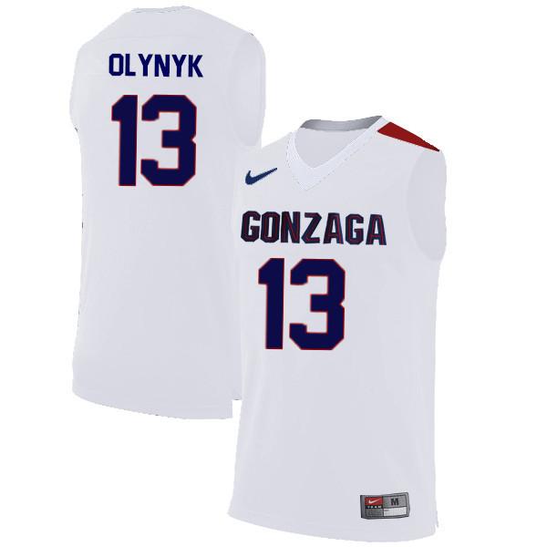 Men #13 Kelly Olynyk Gonzaga Bulldogs College Basketball Jerseys-White - Click Image to Close